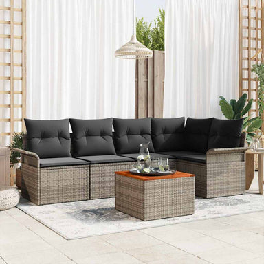 Tuinbankenset 6 st 5-Aantal zitplaatsen Grijs poly rattan