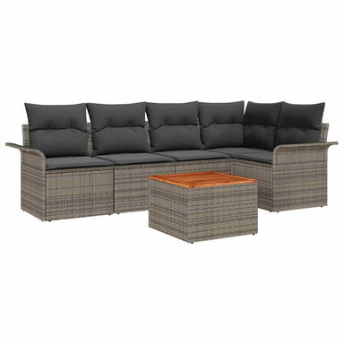 Tuinbankenset 6 st 5-Aantal zitplaatsen Grijs poly rattan