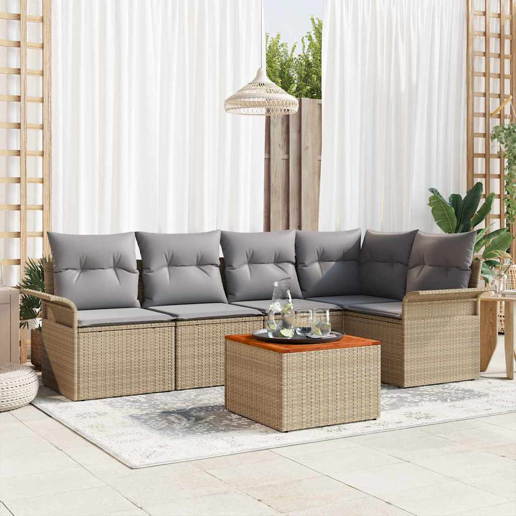 Tuinbankenset 6 st 5-Aantal zitplaatsen Beige en Licht Grijs