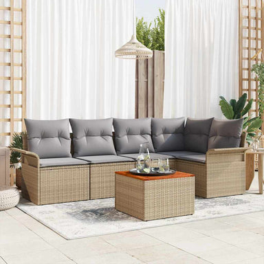Tuinbankenset 6 st 5-Aantal zitplaatsen Beige en Licht Grijs
