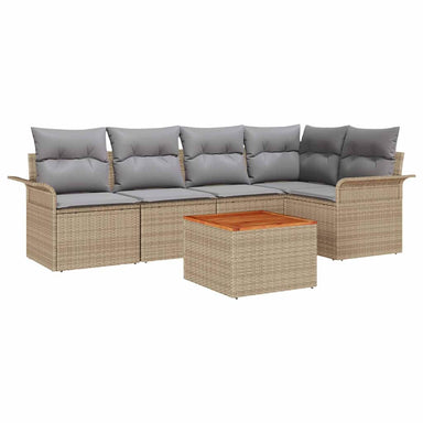 Tuinbankenset 6 st 5-Aantal zitplaatsen Beige en Licht Grijs