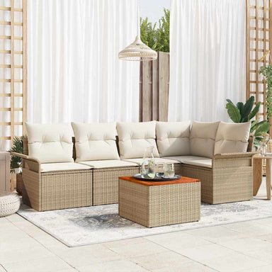 Tuinbankenset 6 st 5-Aantal zitplaatsen Beige en Crème