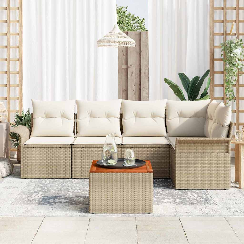 Tuinbankenset 6 st 5-Aantal zitplaatsen Beige en Crème