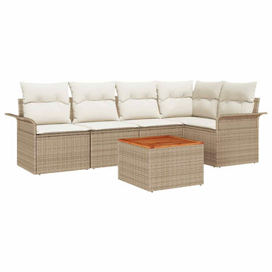 Tuinbankenset 6 st 5-Aantal zitplaatsen Beige en Crème