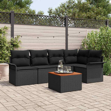 Tuinbankenset 6 st 5-Aantal zitplaatsen Zwart poly rattan