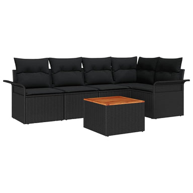 Tuinbankenset 6 st 5-Aantal zitplaatsen Zwart poly rattan
