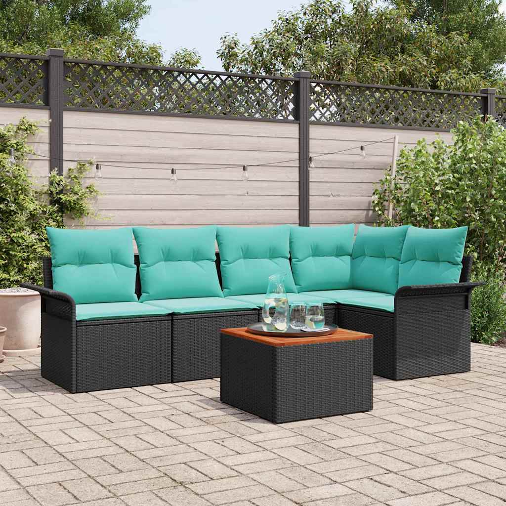 Tuinbankenset 6 st 5-Aantal zitplaatsen Zwart en Turquoise