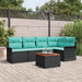 Tuinbankenset 6 st 5-Aantal zitplaatsen Zwart en Turquoise