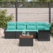 Tuinbankenset 6 st 5-Aantal zitplaatsen Zwart en Turquoise
