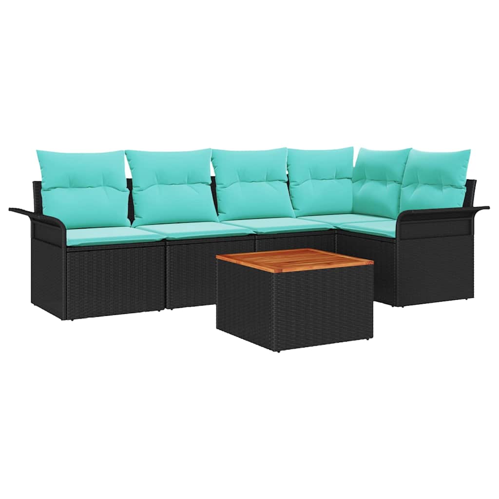 Tuinbankenset 6 st 5-Aantal zitplaatsen Zwart en Turquoise