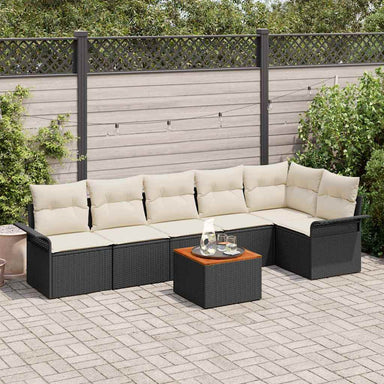 Tuinbankenset 7 st 6-Aantal zitplaatsen Zwart en Crème