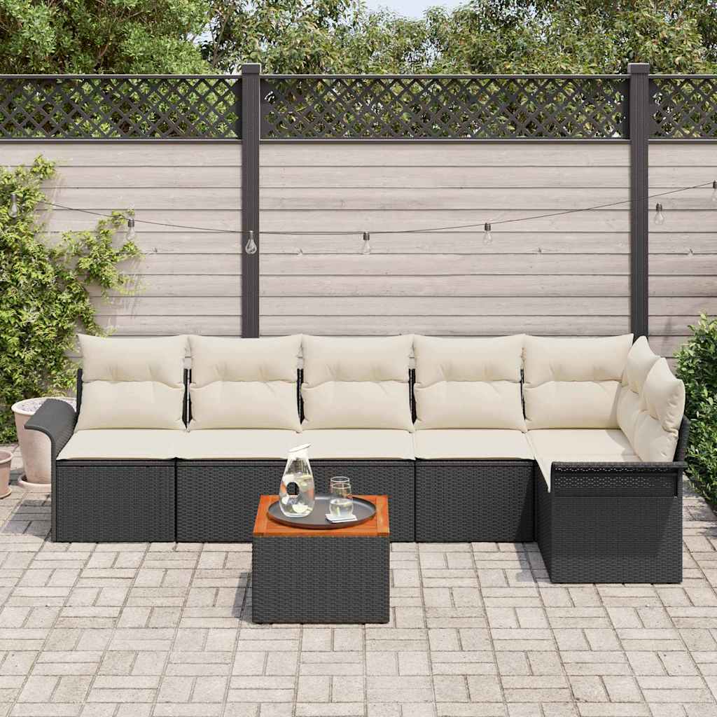 Tuinbankenset 7 st 6-Aantal zitplaatsen Zwart en Crème