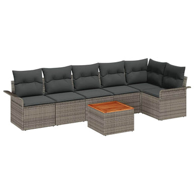 Tuinbankenset 7 st 6-Aantal zitplaatsen Grijs poly rattan