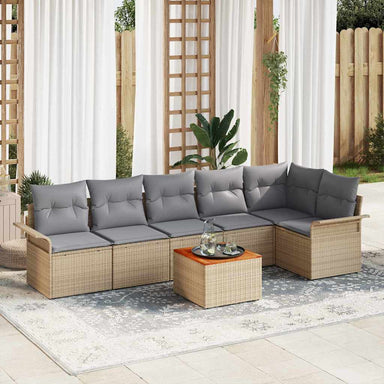 Tuinbankenset 7 st 6-Aantal zitplaatsen Beige en Licht Grijs