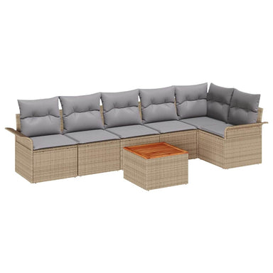 Tuinbankenset 7 st 6-Aantal zitplaatsen Beige en Licht Grijs