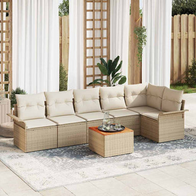 Tuinbankenset 7 st 6-Aantal zitplaatsen Beige en Crème