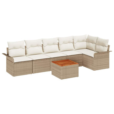 Tuinbankenset 7 st 6-Aantal zitplaatsen Beige en Crème
