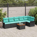 Tuinbankenset 7 st 6-Aantal zitplaatsen Zwart en Turquoise