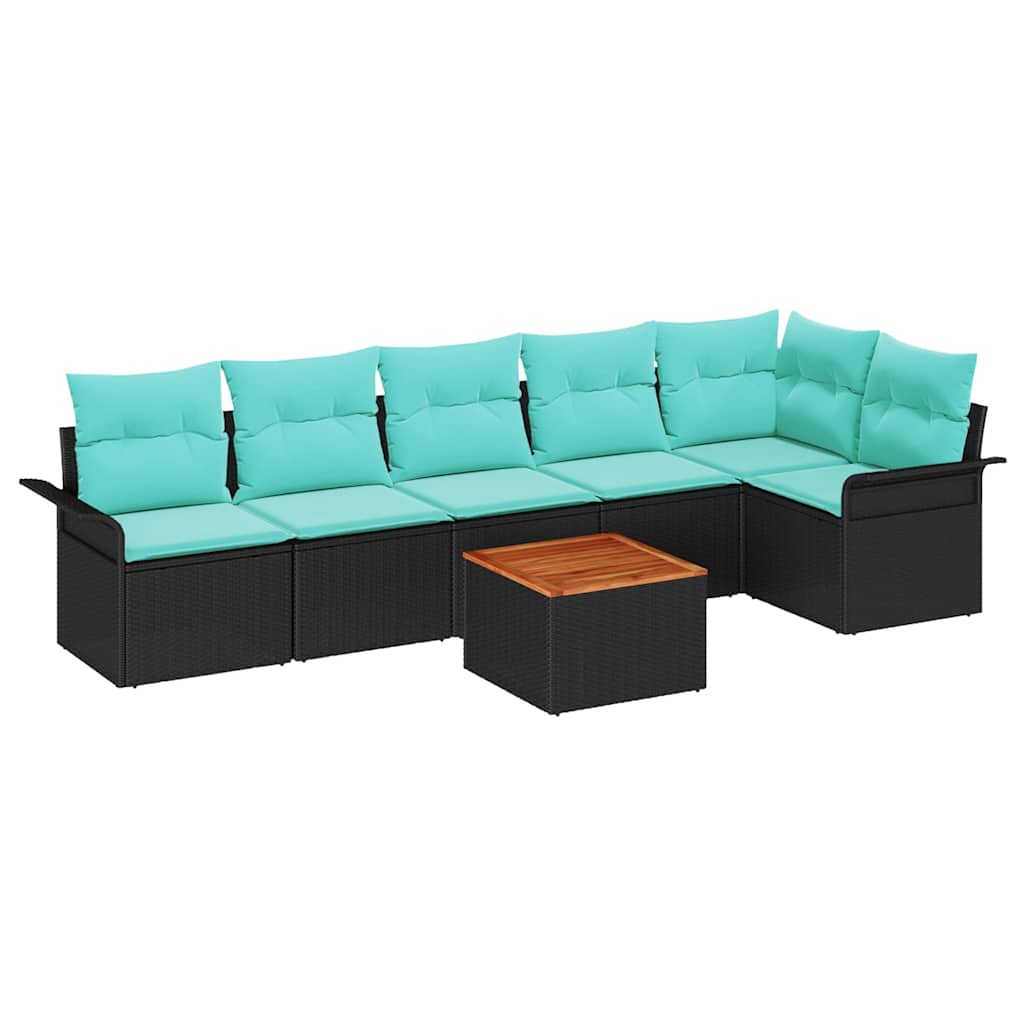 Tuinbankenset 7 st 6-Aantal zitplaatsen Zwart en Turquoise