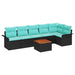 Tuinbankenset 7 st 6-Aantal zitplaatsen Zwart en Turquoise