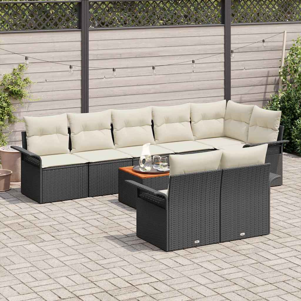 Tuinbankenset 9 st 8-Aantal zitplaatsen Zwart en Crème