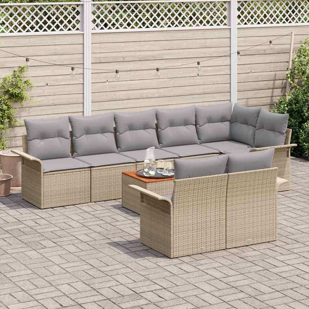 Tuinbankenset 9 st 8-Aantal zitplaatsen Beige en Licht Grijs