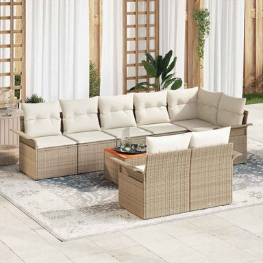 Tuinbankenset 9 st 8-Aantal zitplaatsen Beige en Crème