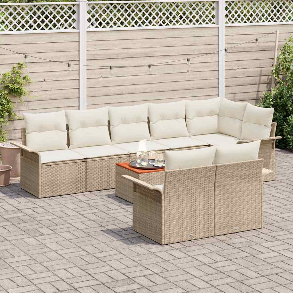 Tuinbankenset 9 st 8-Aantal zitplaatsen Beige en Crème