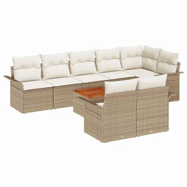 Tuinbankenset 9 st 8-Aantal zitplaatsen Beige en Crème