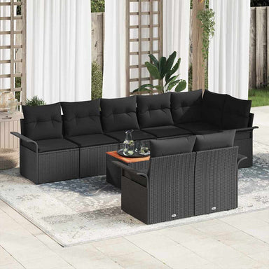 Tuinbankenset 9 st 8-Aantal zitplaatsen Zwart poly rattan