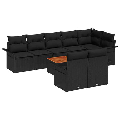 Tuinbankenset 9 st 8-Aantal zitplaatsen Zwart poly rattan