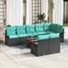 Tuinbankenset 9 st 8-Aantal zitplaatsen Zwart en Turquoise
