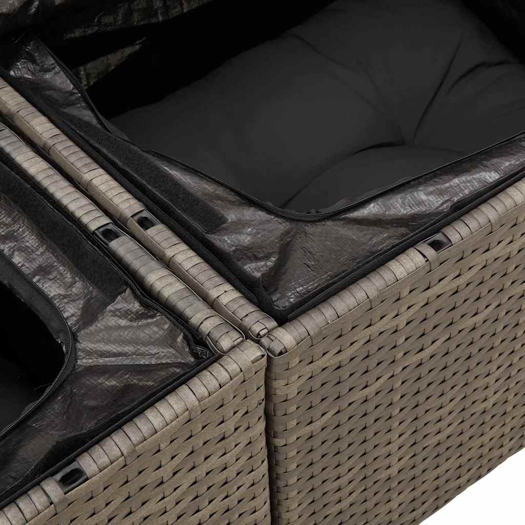 Tuinbankenset 7 st Grijs poly rattan