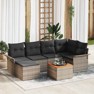 Tuinbankenset 7 st Grijs poly rattan