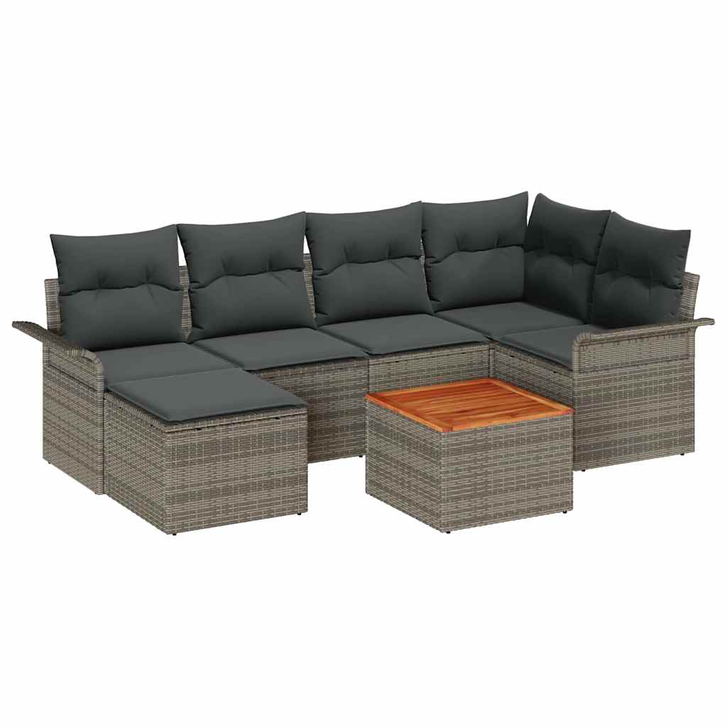 Tuinbankenset 7 st Grijs poly rattan