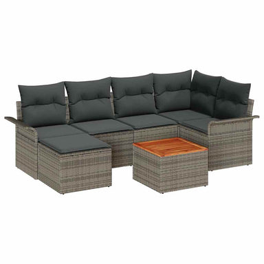 Tuinbankenset 7 st Grijs poly rattan