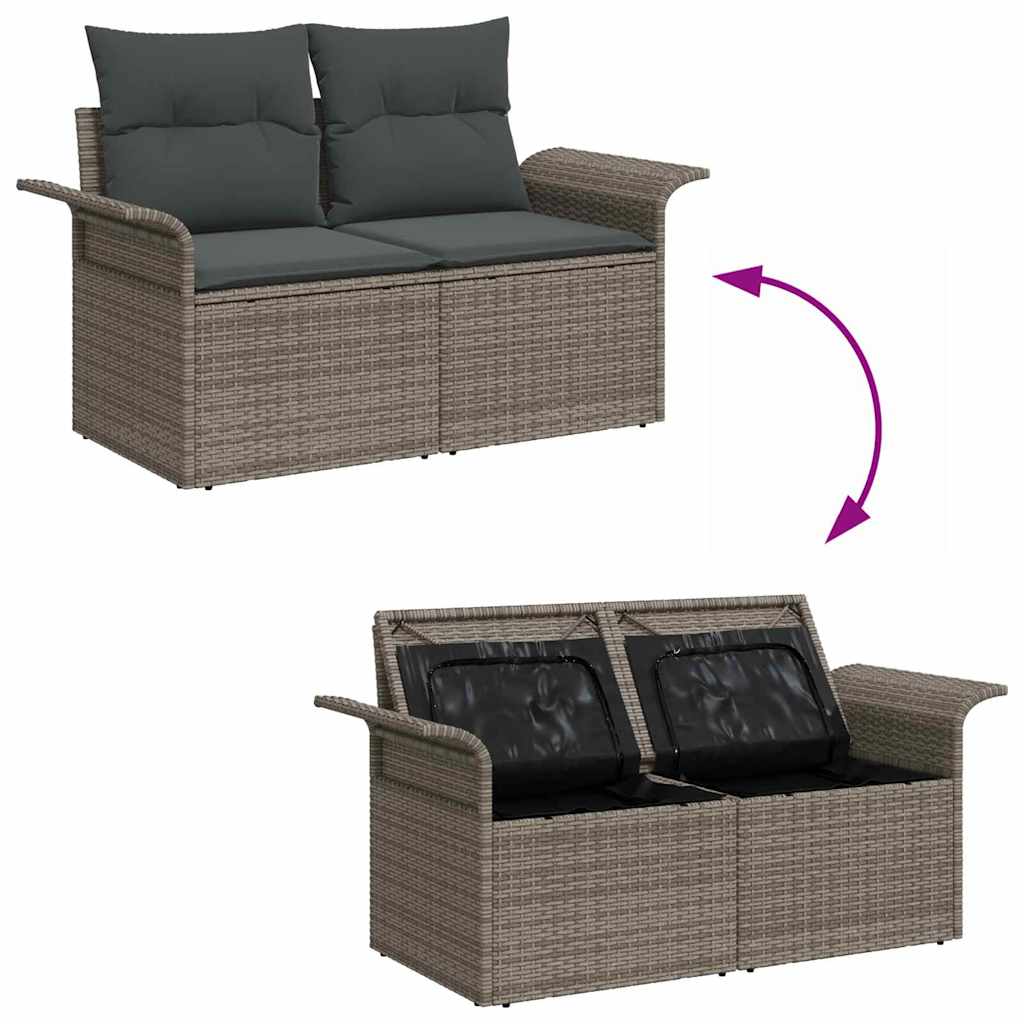 Tuinbankenset 7 st Grijs poly rattan