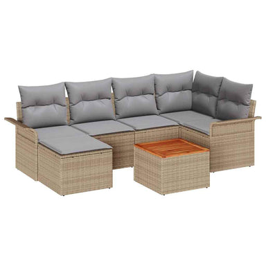 Tuinbankenset 7 st Beige en Licht Grijs poly rattan
