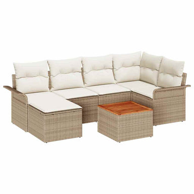 Tuinbankenset 7 st Beige en Crème poly rattan