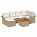 Tuinbankenset 7 st Beige en Crème poly rattan