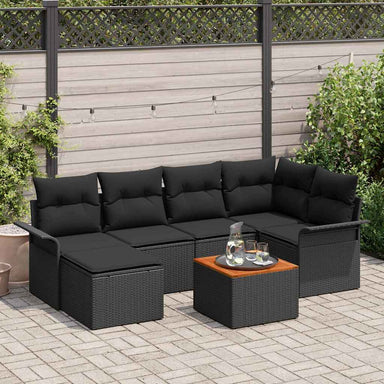 Tuinbankenset 7 st Zwart poly rattan