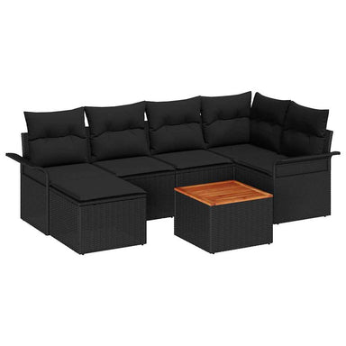 Tuinbankenset 7 st Zwart poly rattan