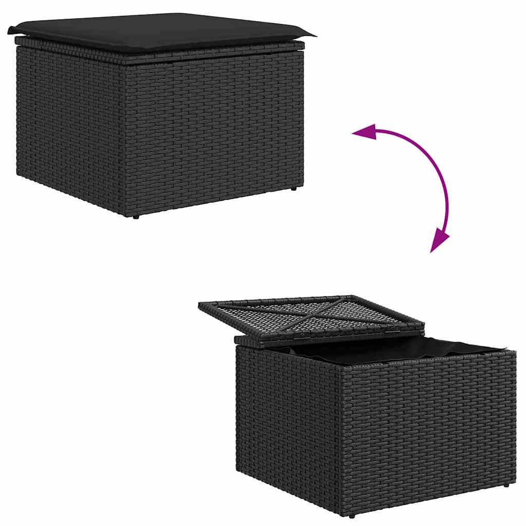 Tuinbankenset 7 st Zwart poly rattan