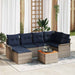 Tuinbankenset 7 st Grijs en Marineblauw poly rattan