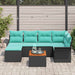 Tuinbankenset 7 st Zwart en Turquoise poly rattan