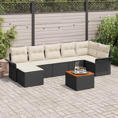 Tuinbankenset 8 st Zwart en Crème poly rattan
