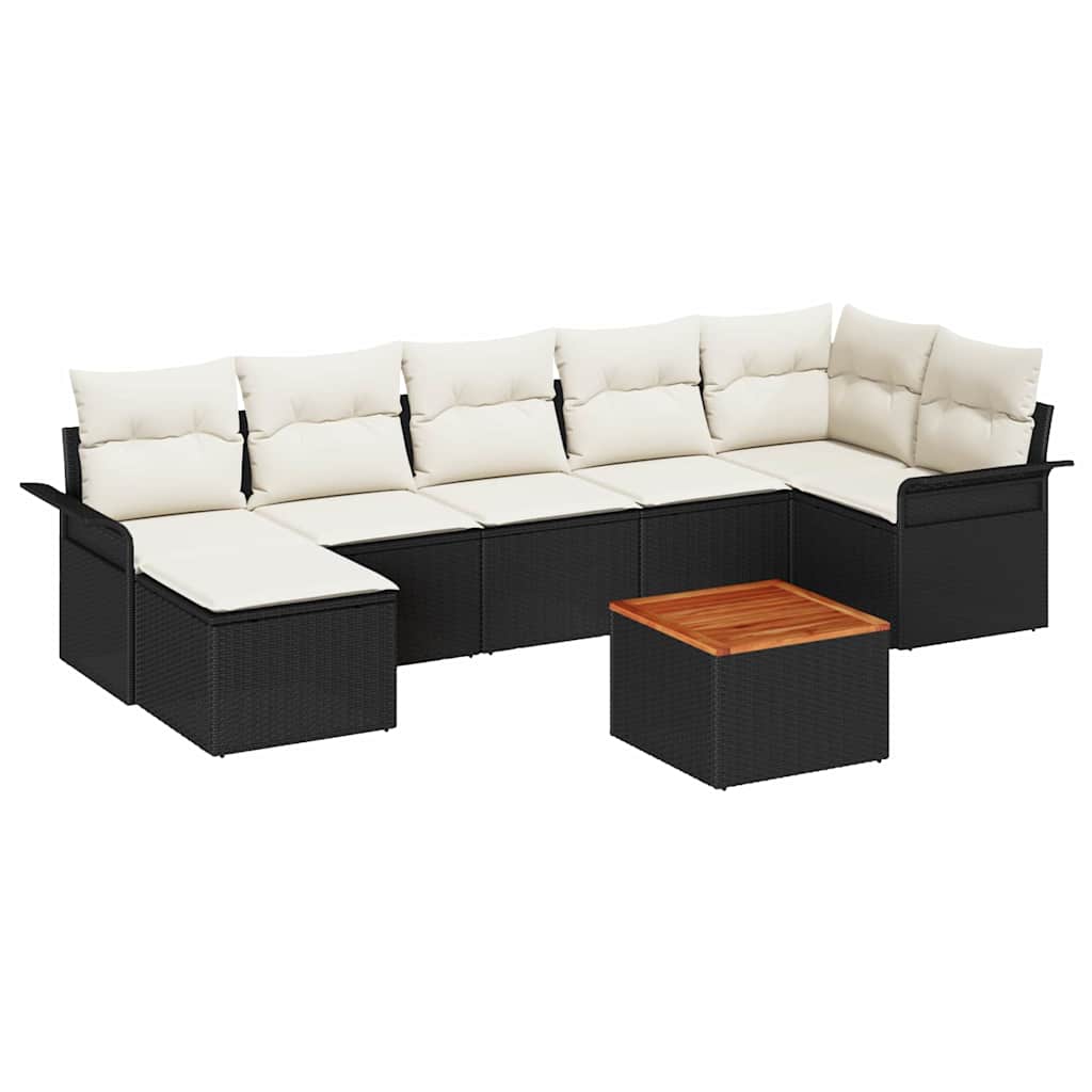 Tuinbankenset 8 st Zwart en Crème poly rattan