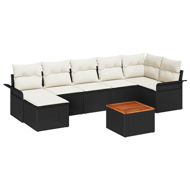 Tuinbankenset 8 st Zwart en Crème poly rattan