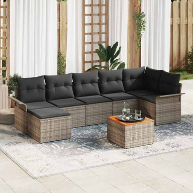 Tuinbankenset 8 st Grijs poly rattan
