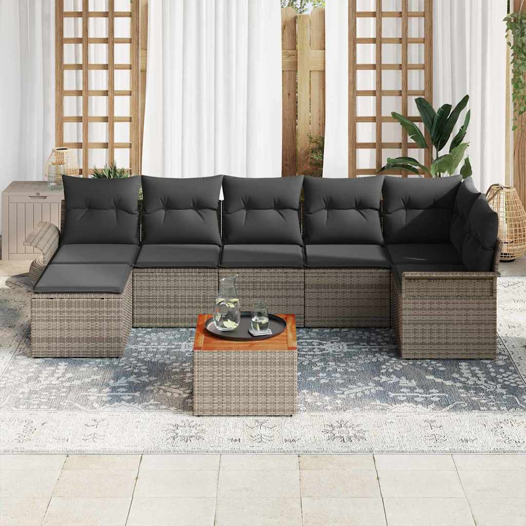 Tuinbankenset 8 st Grijs poly rattan